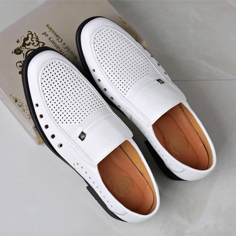 Men's Cutout Mesh Handmade Flat Casual Loafers Lightweight Slip on Mesh Moccasins Summer Breathable Driving Shoes for Driving Walking Wedding Outdoor Indoor Size2