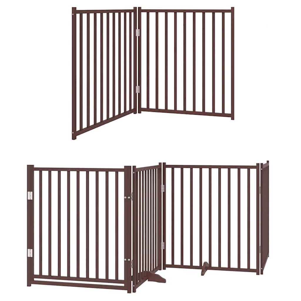 vidaXL Puerta de Perros Plegable 12 Paneles Madera álamo marrón 960 cm