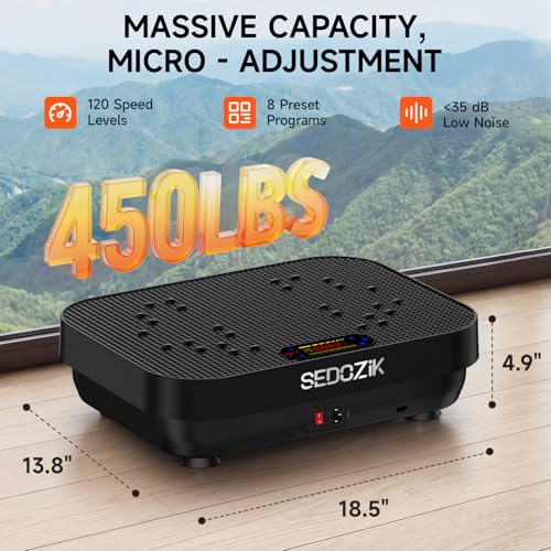 SEDOZIK 450 lb Single-Motor Vibration Plate with Resistance Bands — view 9