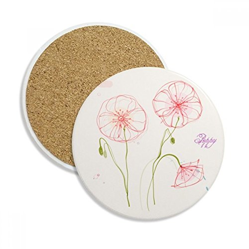 Coaster en céramique fleurs de pavot blanc pour thé et café