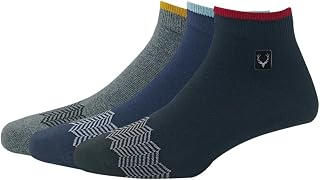 Allen Solly Men's Cotton Ankle Length Socks (Pack of 3)-Anthra Melange, Navy, Black Price In India