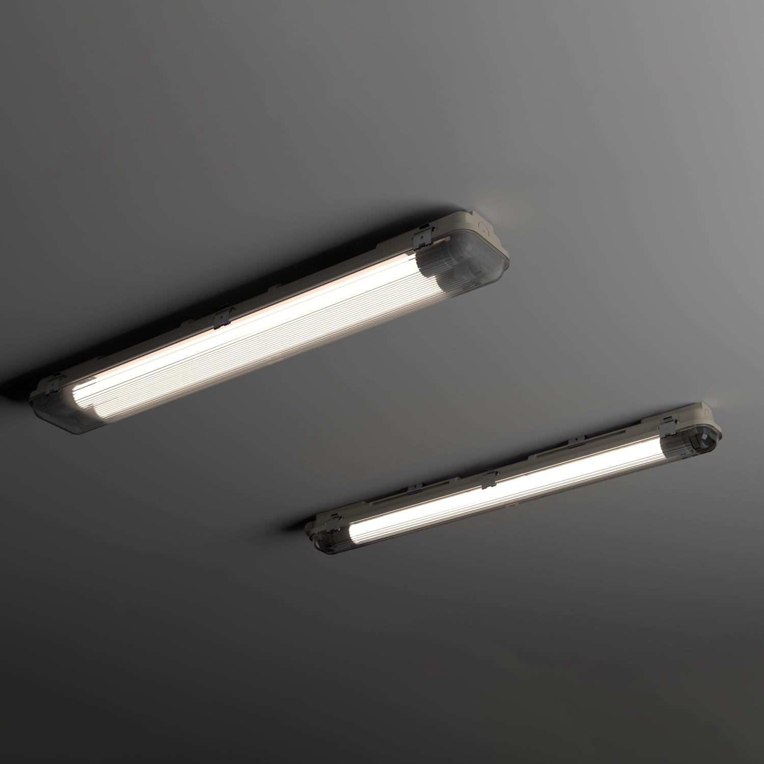 TRAXON LUXPOINT Pantalla Estanca Vacia Sellada para 2 Tubos LED T8 (Tubo *No incluido) 120cm, Libre de halogeno, IP65 Impermeable, para Parking, Almacen, Túnel (120cm | 2 tubo T8)