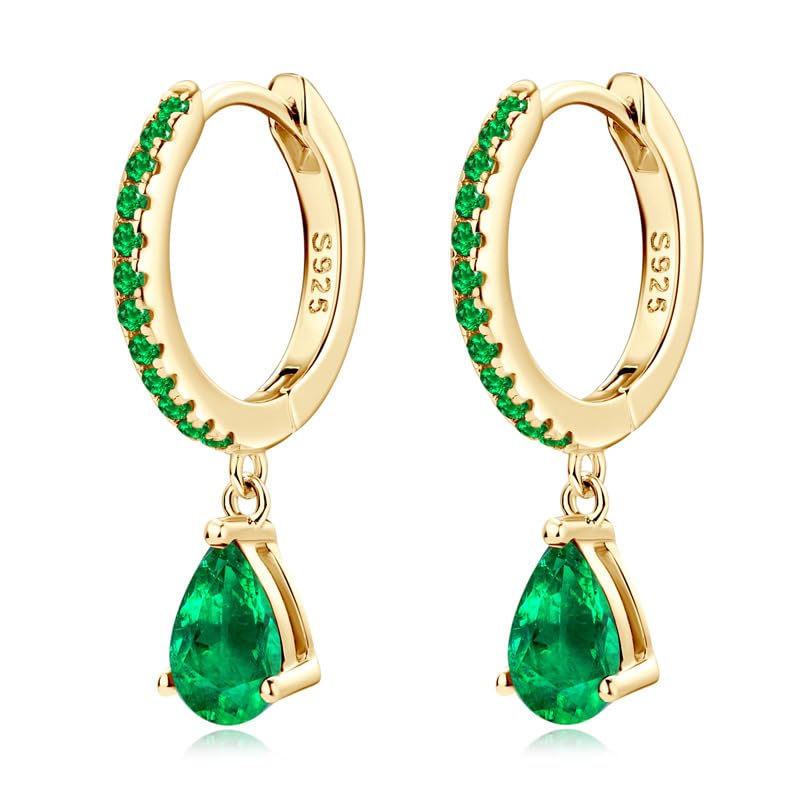 14K Gold over S925 Emerald Tassel Dangle Earrings, Contemporary Square Design Bold and Elegant, Fashionable Accessory for the Modern Wardrobe