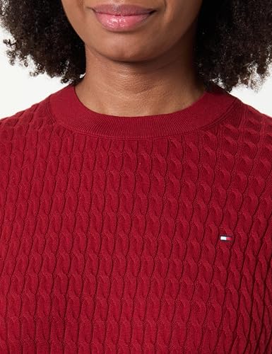 Tommy Hilfiger Damen CO Cable FINE GG C-NK LS SWT WW0WW44993 Pullover Sweater, Rot, XXS, Rot (Regatta Red), XXS – Ansicht 2