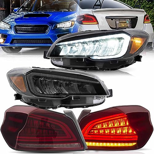VLAND Headlights and Taillights Fit for 2015-2021 SUBARU WRX/STI 1st Gen, Reflector/Amber+ Red