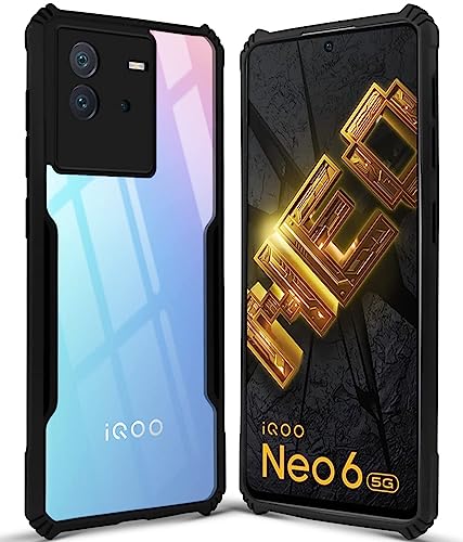 Image of Jkobi Back Cover Case for Vivo iQOO Neo 6 (Shockproof with Polycarbonate Clear Panel | Professional Black)