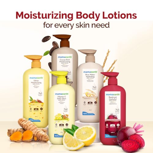 Image of Mamaearth Beetroot Hydraful Body Lotion with Beetroot & Hyaluronic Acid & for Natural Pink Glow - 400 ml Beetroot + Hyaluronic Acid for Deep Hydration | 48 hrs* Moisturization & Barrier Repair | Alcohol & Petrolatum free | Made Safe Approved