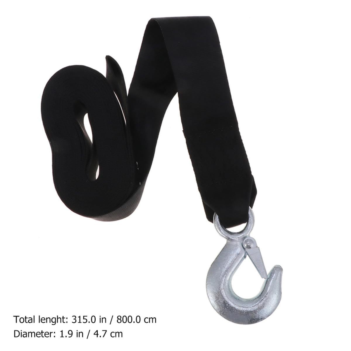 Schwarzer Seilwindenriemen 1,5 Tonnen 4,7cm Polyester mit Stahlhaken