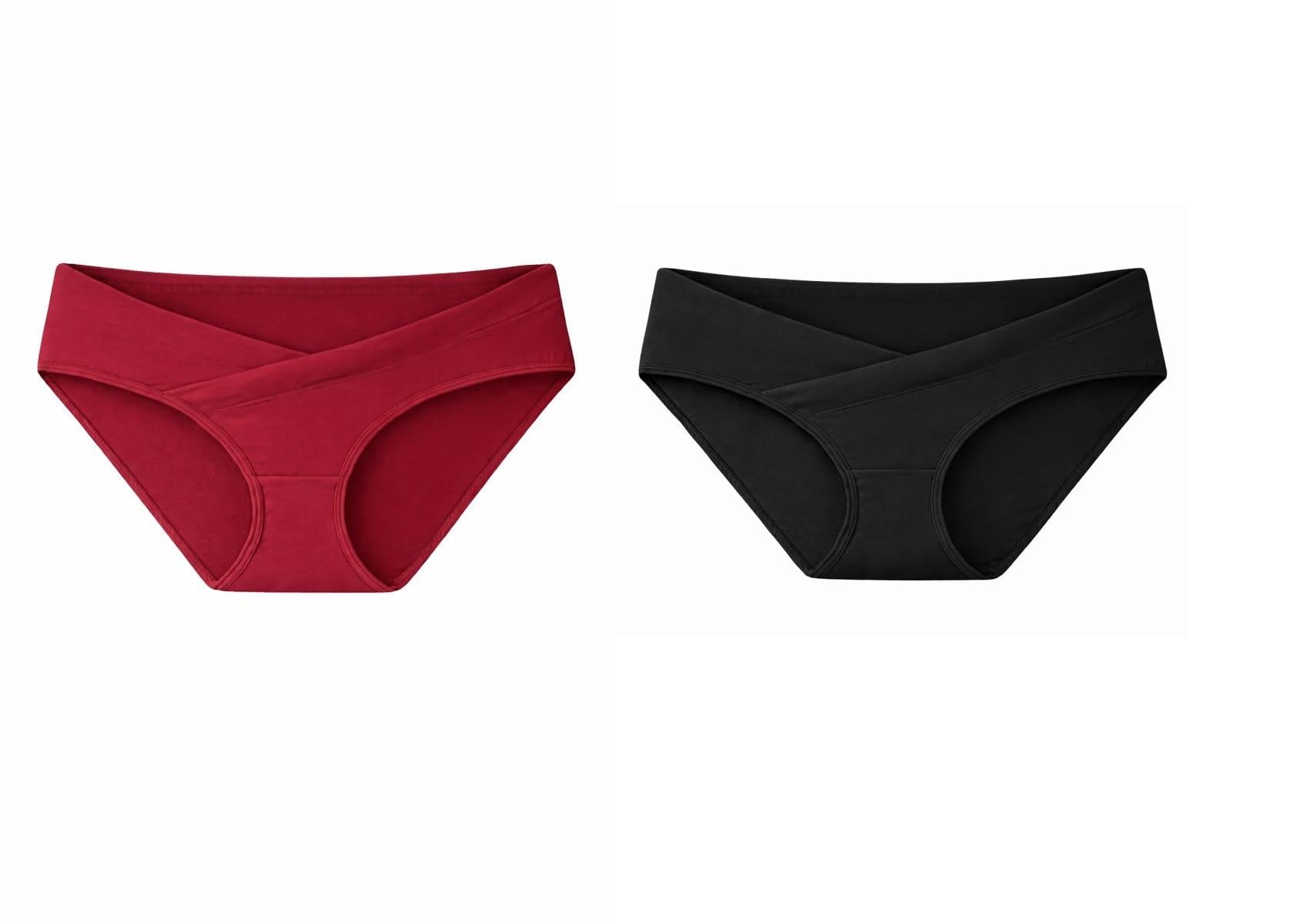 Cotton Maternity Panty, Low Waist Maternity Briefs, Pregnancy Underwear,Maternity Panties, Pregnancy Briefs, Maternity Underwear, No Elastic (Black-Maroon)-image-45