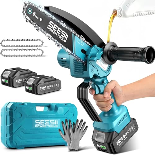 SEESII Chainsaw 6 Inch Mini Electric Chainsaw Cordless Battery Powered, 2026 Upgraded Hand Held Saw...