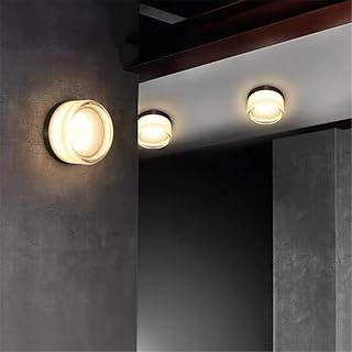 LED 壁取り付け用燭台 クリエイティブ ラウンド ガラス 照明 屋内 屋外 壁取り付けランプ シーリングライト リビングルーム バスルーム ポーチ デコ用(ホワイト)