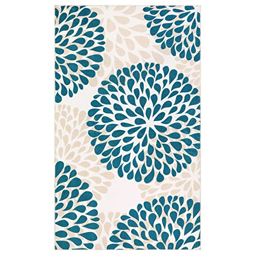 Lahome Modern Small Area Rug - 2X3 Entryway Rug Ultra-Thin Floral Kitchen Rugs Non Slip Indoor Door Mat Throw Carpet Washable Rugs For Entryway Bathroom Front Entrance Bedroom(2X3Ft,Blue) #TOP1