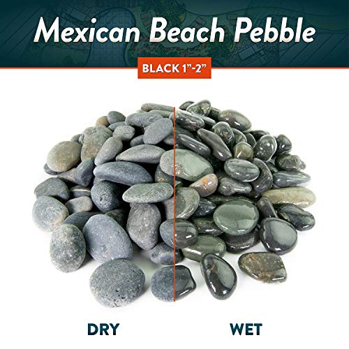 Mexican Beach Pebbles | 20 Pounds of Smooth Unpolished Stones | Hand-Picked, Premium Pebbles for Garden and Landscape Design | Black, 2 Inch - 3 Inch