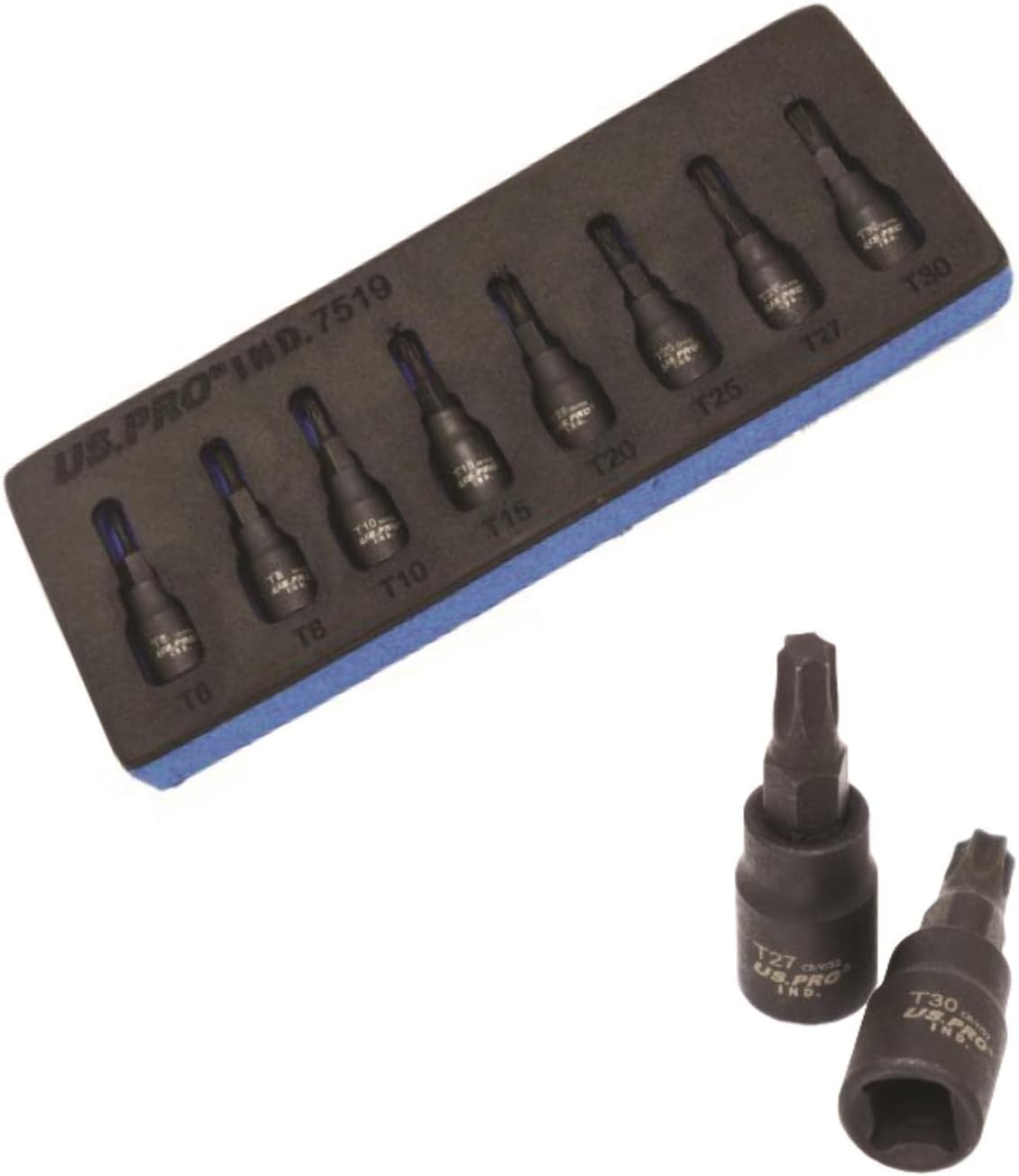 US PRO INDUSTRIAL Universal Joint Impact Socket Set 1/4" 3/8" 1/2" DR In EVA Foam Tray 3984 - Foto 5