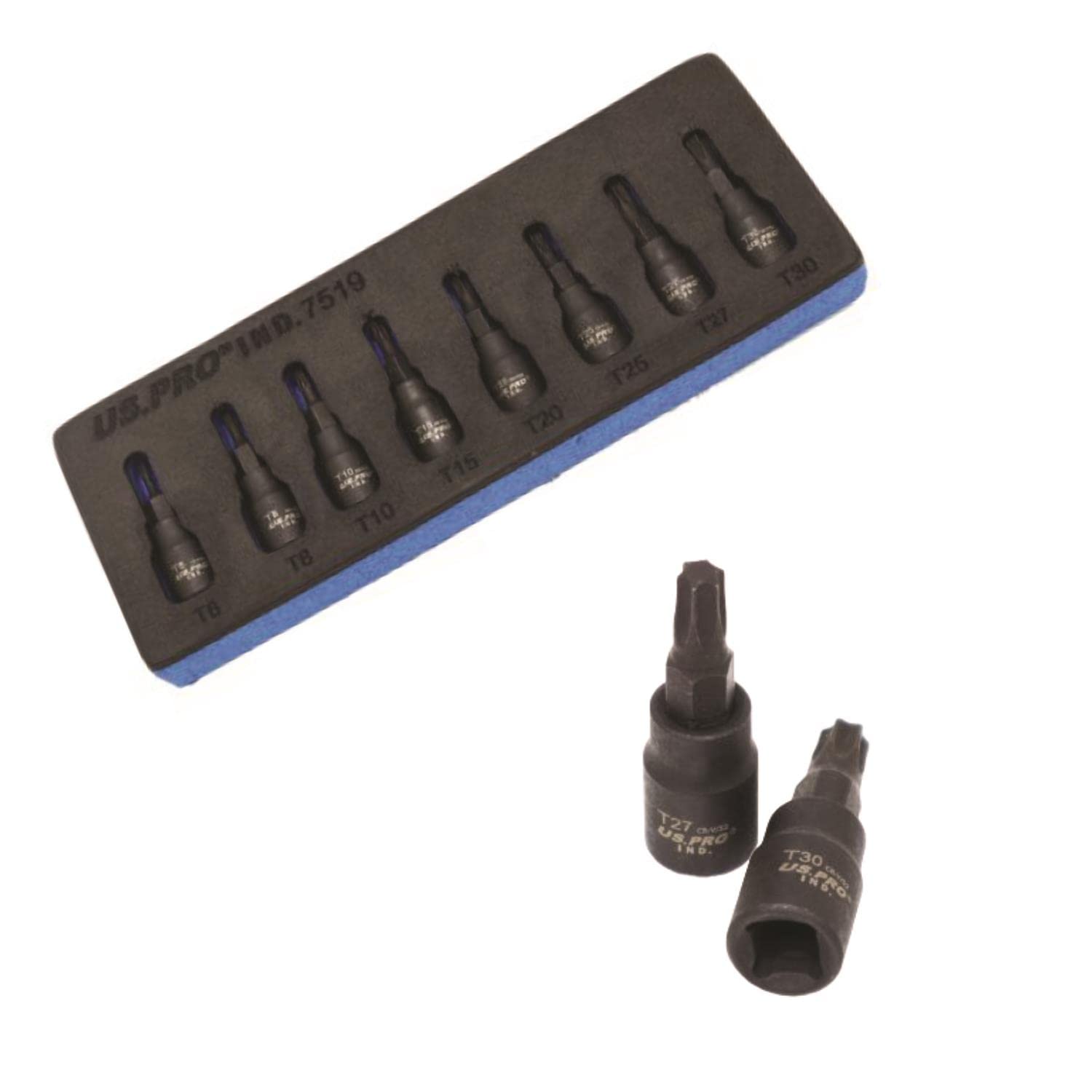 Us Pro Industrial 1/4" Drive Impact Star Torx Bit Socket Set 8Pc T6 - T30 7519 5060848158160