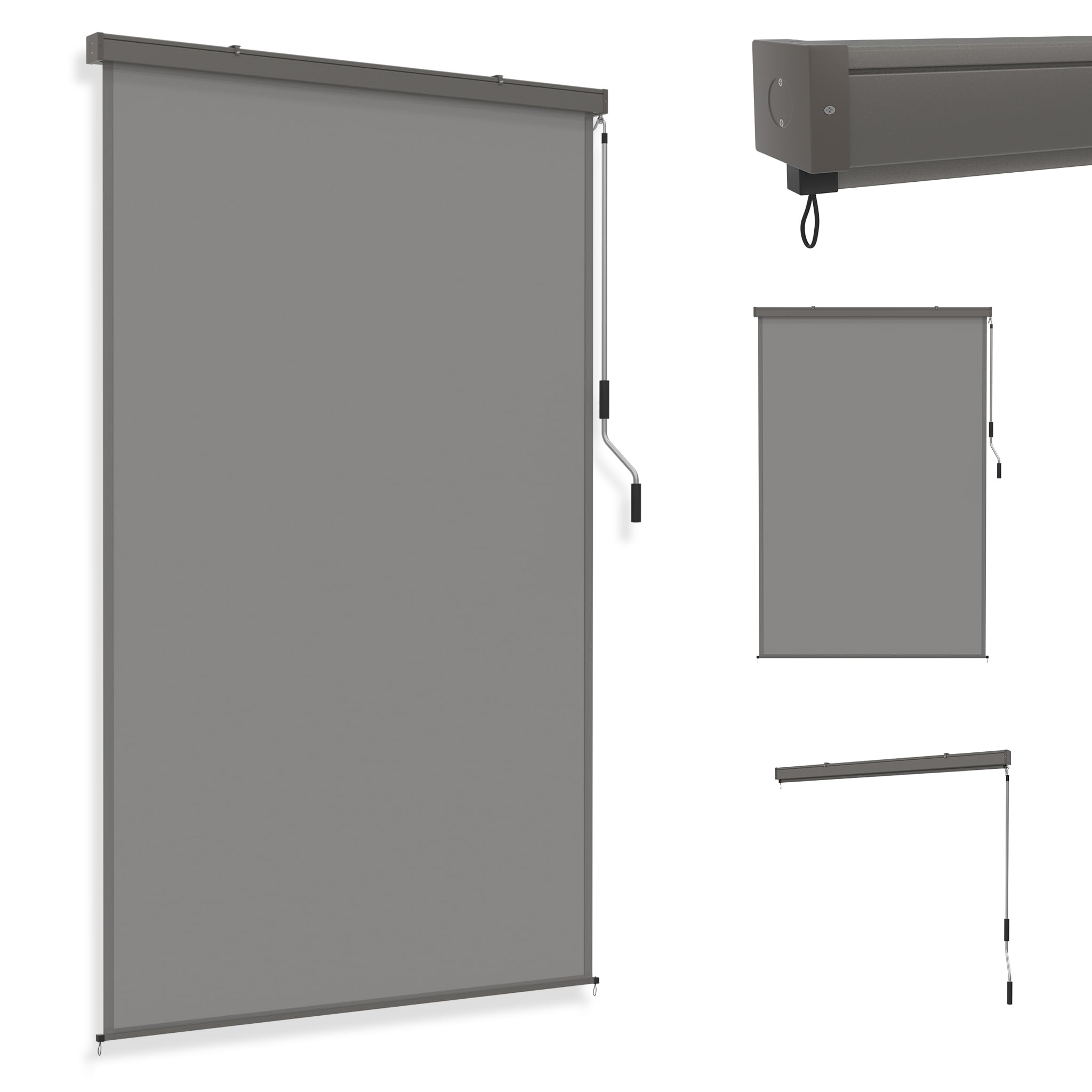 YRHome Tenda da sole estensibile, tenda verticale per balcone, protezione dai raggi UV, opaca, resistente alle intemperie, per finestre, porte, balconi, 160 x 250 cm, grigio