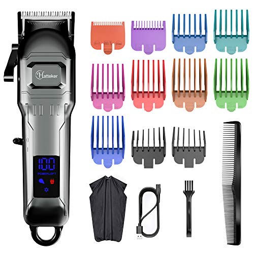 Hatteker Mens Hair Clippers Professional Cordless Hair Trimmer Beard Trimmer Rechargeable Haircut Grooming Kit with Colorful Guide Combs