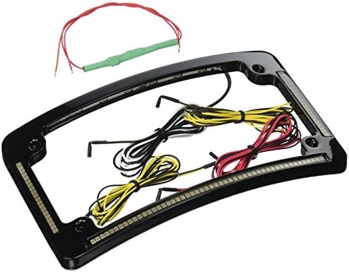 Custom Dynamics Quad Radius All-in-One Motorcycle License Plate Frame, Amber Signals, Red Run/Brake Light, and Plate Illumination - Black