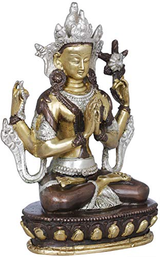 Statue Chenrezig en laiton pour espace de méditation bouddhiste