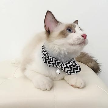 Meri Shopp Pet Dog Cat Kitten Fashionable Bell Charms Collar Necklace Pet Lovers Gift Pet Supplies Black Wave Pattern Design