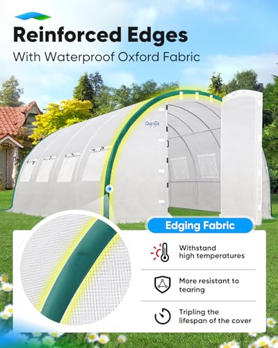Quictent 20x10x6.6 FT Premium Greenhouse for Outdoors with 2 Door Frames, Reinforced Top Structure & Cover, Large Heavy Duty Walk-in Tunnel Hoop Green House for Garden Backyard Flower Winter, White - Image 6