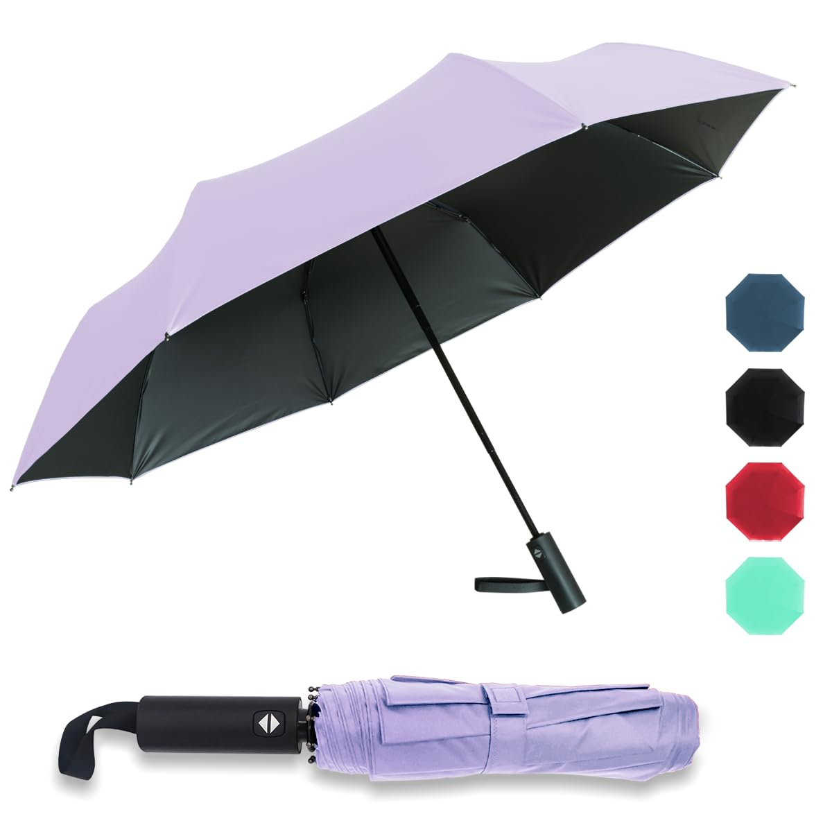 Pumi-geousPumi-geous Automatic Travel Umbrella Windproof Lightweight Strong Compact UV Protection Rain Umbrellas 8Ribs Collapsible Backpack Umbrella Suit For Adult