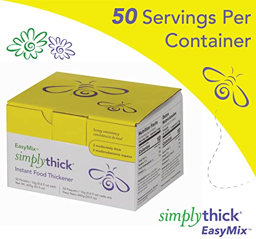 Simplythick Easymix | 50 Count Of 12G Individual Packets | Gel Thickener For Those With Dysphagia & Swallowing Disorders | Creates An Iddsi Level 3 - Moderately Thick (Honey Consistency) #TOP4