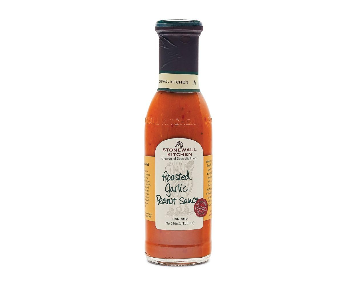 Stonewall Kitchen Roasted Garlic Peanut Sauce, 330 ml – Deftige BBQ-Sauce mit geröstetem Knoblauch und Erdnüssen, ideal als Grillsauce oder Fonduesauce