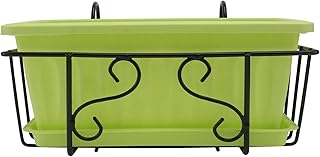 Generic Varanda Pendurado Plantador Floreiras Janela Oval Janela Varanda Deck Trilhos da Cerca Do Jardim Plantador de Vasos para Casa Cesta de Suspensão Verde