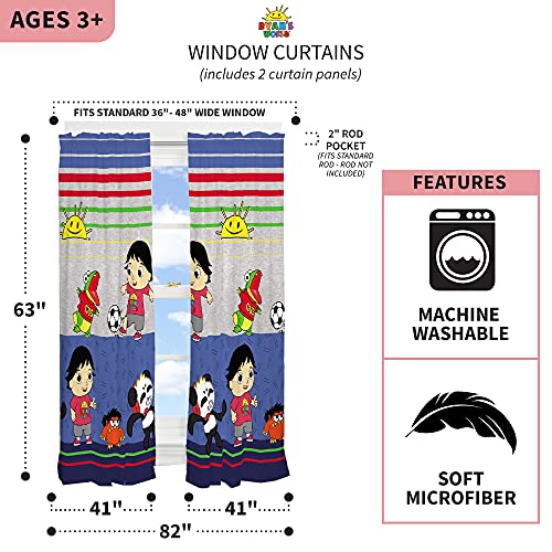 Franco Kids Window Curtain Panels Drapes Set, 82 In X 63 In, Ryan's World #TOP2