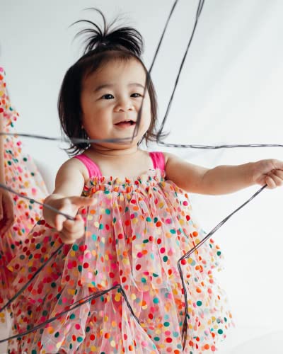 Fepege Toddler Baby Girl Tulle Tutu Dress Sleeveless Dots Print Layered Princess Birthday Party Cake Dresses (Pink, 3-4 Years) #TOP3
