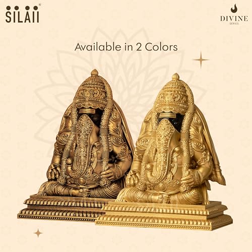 Image of SILAII Pillayarpatti Karpaga Vinayagar Idol - Sacred Wish-Granting Ganesha Murti Showpiece & Statue for Home Decor, Pooja Room, House Warming Gifts (Gold, 6 INCHES)