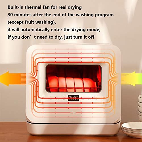 Tafelmodel Vaatwasser 6 Couverts, Home Vrijstaande Vaatwasser Energiezuinig Compacte Vaatwasser Installatie Vrij Aanraakbediening Met Uitgestelde Start, Schoon, Droog En Opslag 440 * 413 * 424 MM - Afbeelding 5