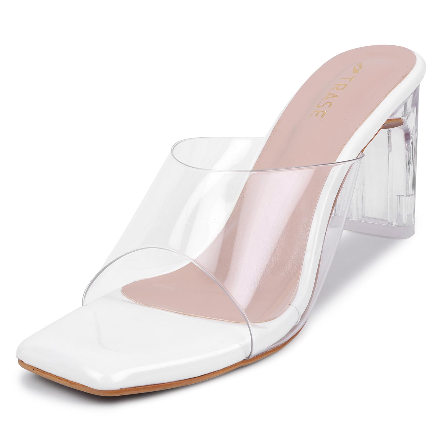 TRASE Clarity Womens Casual Transparent Block Heel Sandals (White, 6 UK) (B0DFMJV3HD) Amazon Price History, Amazon Price Tracker