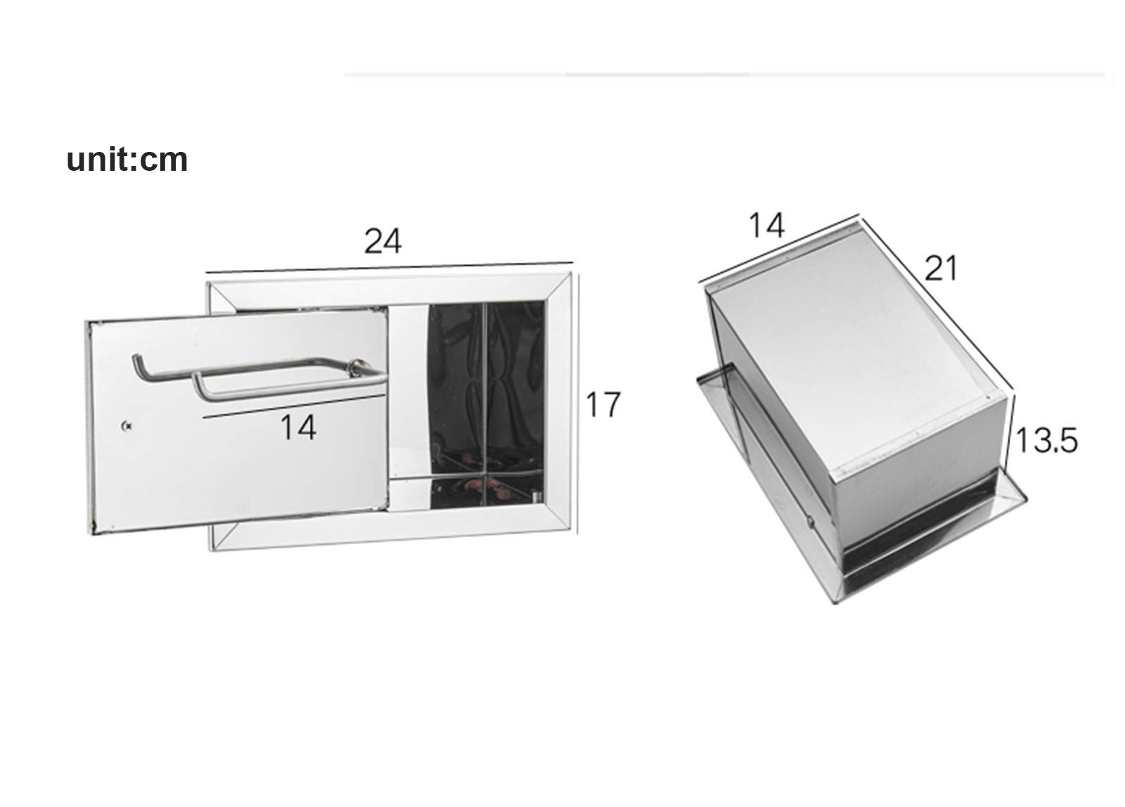 Porta Rotolo Carta Igienica Incasso Portaoggetti, Dispenser Rotolo Carta Igienica in Acciaio Inossidabile Scatola Immagazzinaggio Impermeabile Montaggio Parete Per Bagno, Porta Destra