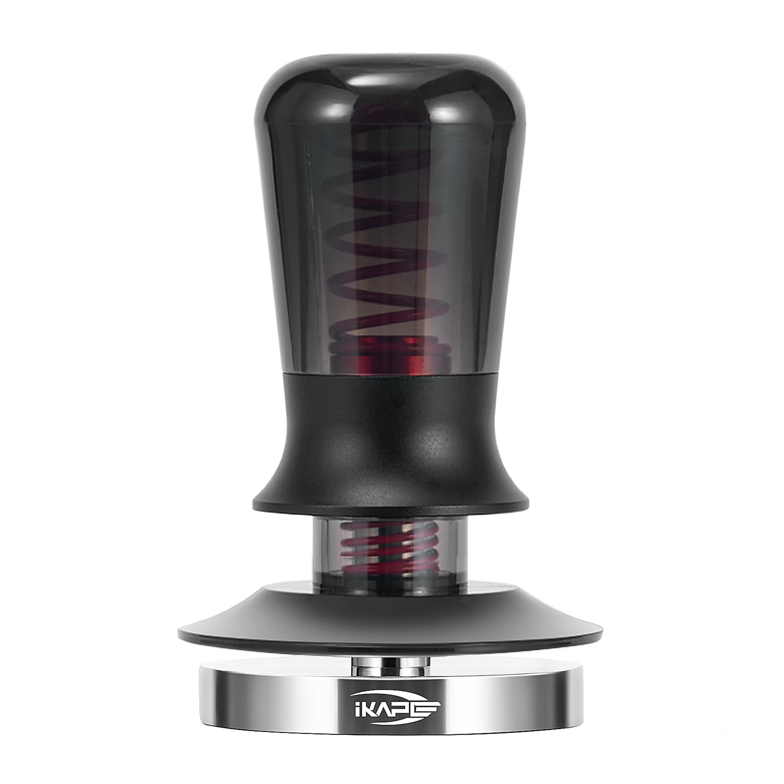 IKAPE 51-mm-Kaffeetamper für Espresso, federkalibrierter Tamper mit halbtransparentem Design, Tamper mit Edelstahlbasis für 51-mm-Siebträger