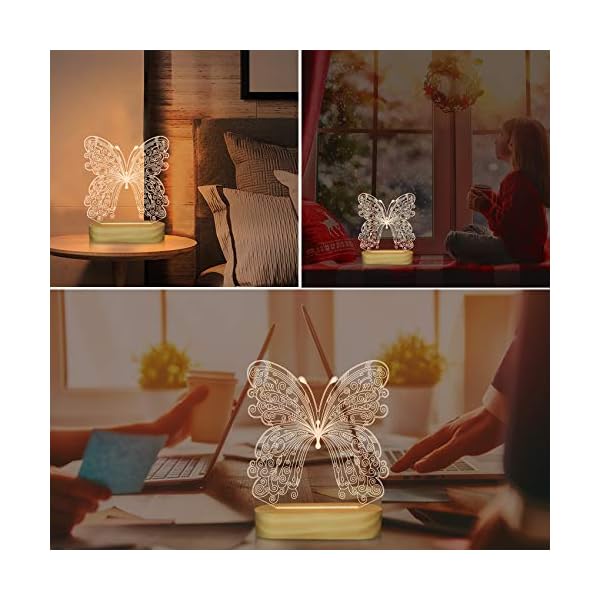 3D optische Täuschung Lampe Schmetterling Nachtlicht für Kinder Baby Mädchen Schlafzimmer Dekor Geschenke, weiche… – Bild 3