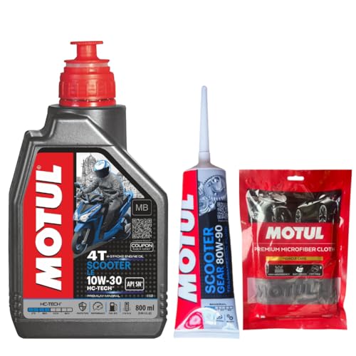 Image of Scooter LE 10W30 Engine Oil 800ml With SCOOTER GEAR OIL 80W90 120ML And Microfiber Cloth Combo