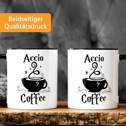 MoonWorks Kaffee-Tasse Spruch Accio Coffee Teetasse Keramiktasse Schwarz unisize – Ansicht 3