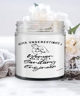 Sanitary Engineer Candle Never Underestimate A Woman Who is Also A Sanitary Engineer 9oz Vanilla Scented Candles Soy Wax
