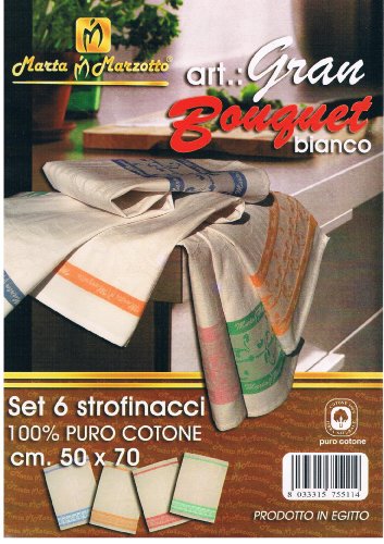 Marta Marzotto Set 6 Strofinacci Cotone Art.Bouquet