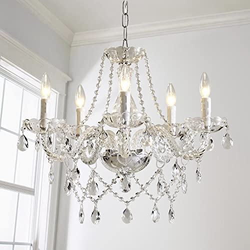 Saint Mossi Modern K9 Crystal Chandelier,Black Chandelier with 5 Lights E12 Base, Modern Pendant Ceiling Lighting Fixture for Dining Room,Bedroom,Living Room, D19 x H19 with Max 59" Adjustable Chain by SM Saint Mossi - Image 2
