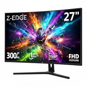 Z-Edge Gaming Monitor Gebogen 27'' 300 Hz (DP1.4*2), 1ms, FHD, FreeSync, 240Hz (HDMI2.0*2), 16:9 LED-gamingmonitor, Verstelbare kanteling, HDR, VA, 3000:1, RGB VESA 100*100mm(DP-kabel meegeleverd)