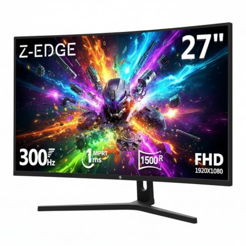 Z-Edge Monitor Gaming Curvo 27 Plugadas FHD 300Hz 1ms VA FreeSync Negro