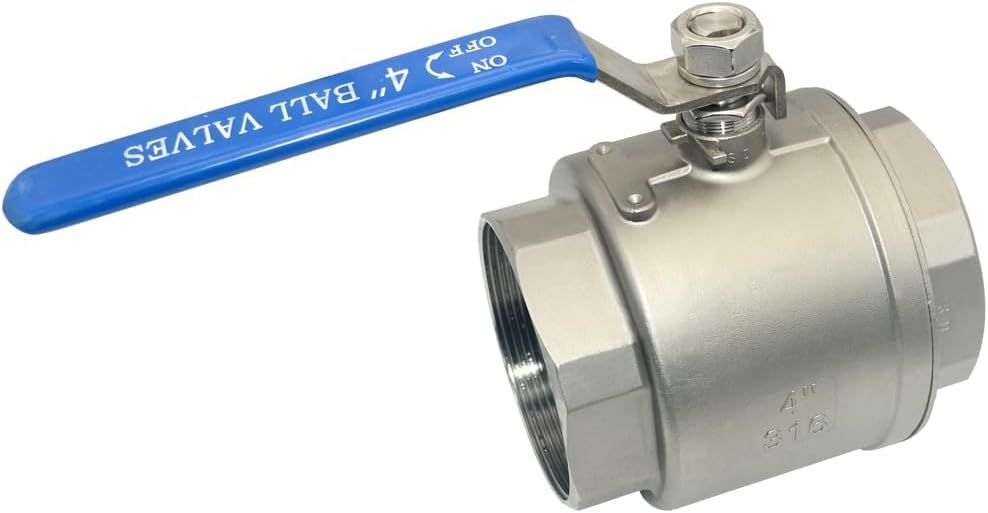 VARMHUS NPT Female 316 Stainless Steel Full Port Ball Valve Vinyl Handle WOG1000 (4")