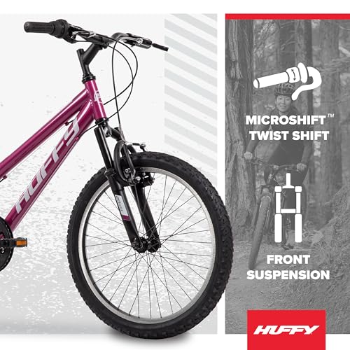 Huffy Stone Mountain Womens 20 Inch Mountain Bike, Orchid Gloss Frame, 6-Speed Shimano Twist Shifting, Front Suspension, Comfort Saddle | 20"/24"/26" Sizes, 6-21 Speeds, Dual Suspension Available by Huffy - Image 2