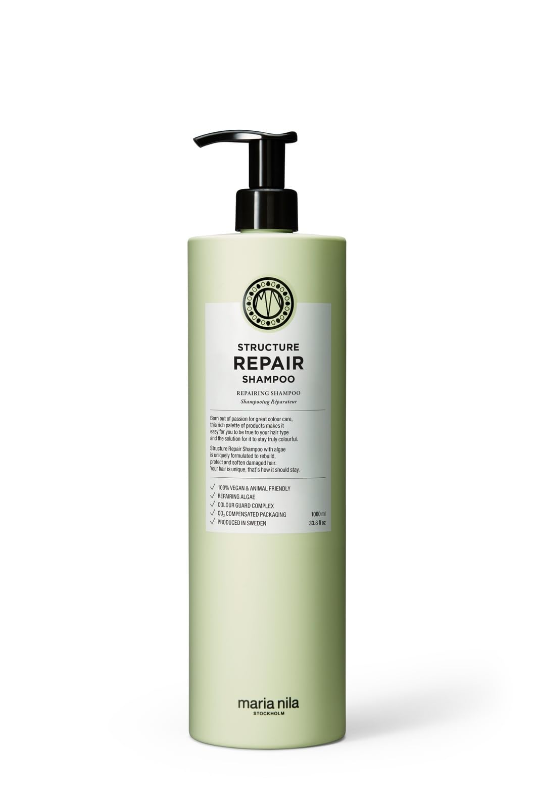 Maria Nila Shampoo geschädigtes Haar Damen, Structure Repair Shampoo für trockenes und coloriertes Haar mit Colour Guard, Haarshampoo Frauen für blondiertes Haar und Spliss (vegan, sulfatfrei), 350 ml