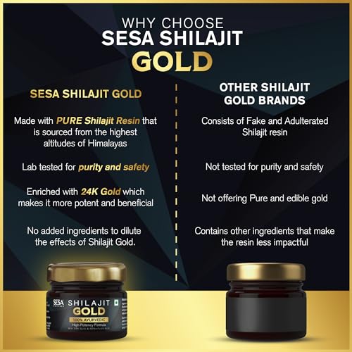 SESA Shilajit Gold 20g Resin I With 24k Gold | 60%+ Fulvic Acid (Certificate Included) | Helps Boost Stamina, Immunity & Muscle Recovery| |100%... - Image 3