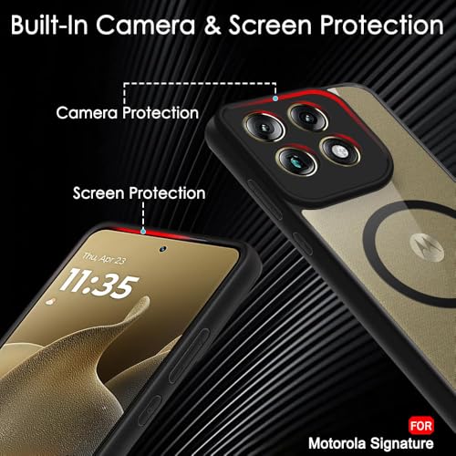 Image of TheGiftKart Hybrid Shockproof Back Cover Case for Motorola Moto Signature 5G Compatible with MagSafe | Hard Back Case Cover for Motorola Signature 5G (PC & TPU, Transparent Clear Back, Black Sides)