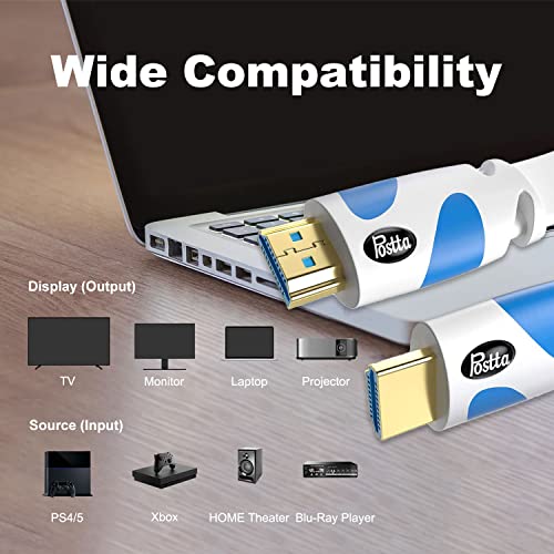 Cable HDMI plano Postta de 9m con soporte 4K para conectar tu televisor y consola en blanco 3